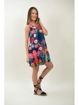 ROCHIE SCURTA FARA MANECI SPLENDIDO MULTICOLORA TALIE UNICA Multicolora foto