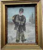 Tablou / lucrarea veche Ludovic Bassarab, ulei pe carton, 35 x 30 cu tot cu ramă, protejat cu sticlă, stare bună, artist roman, arta romaneasca