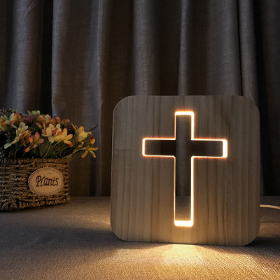 Lampă de masă de 2,5 W Cross Pin Craft LED din lemn foto