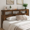 Tablie de pat cu LED, stejar fumuriu, 220x18,5x103,5 cm, lemn GartenMobel Dekor, vidaXL