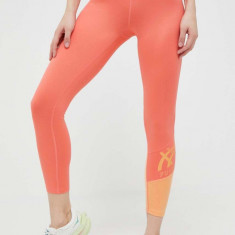 Asics leggins de antrenament Tiger culoarea portocaliu, cu imprimeu