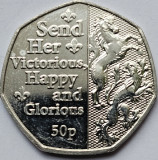 50 pence 2022 Isle of Man, Platinum Jubilee - Send Her Victorious, km#1732, Europa