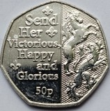 50 pence 2022 Isle of Man, Platinum Jubilee - Send Her Victorious, km#1732