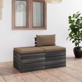 Cumpara ieftin Set mobilier grădină din paleți, 2 piese, cu perne, lemn de pin