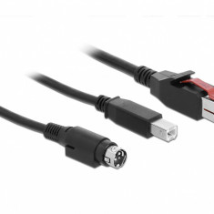 Cablu PoweredUSB 24V la USB-B + Hosiden Mini-DIN 3 pini 3m pentru POS/terminale, Delock 85489