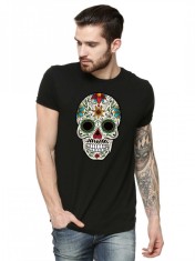 Tricou barbati negru - Sugar Skull Colorful - S