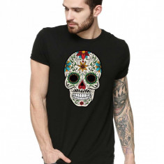 Tricou barbati negru - Sugar Skull Colorful - L