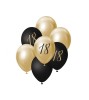 Set 7 baloane latex B&amp;C, 18 ani, auriu-negru, 30cm, Godan