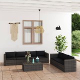 vidaXL Set mobilier de grădină cu perne, 8 piese, gri, poliratan 3059494