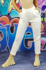 R868RR-2 Pantaloni casual tip trening cu talie inalta si buzunare in fata