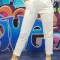 R868RR-2 Pantaloni casual tip trening cu talie inalta si buzunare in fata