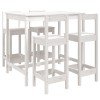 Set de bar pentru gradina, 5 piese, alb, lemn masiv de pin