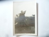 Fotografie - Pilot Francez 9 martie 1930 , dupa o lupta aviatica , 9x6,2cm