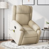 Gossi fotoliu masaj rabatabil cu ridicare, crem, material textil