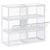 SONGMICS Organizatoare pantofi, transparente cu usa frontala, stivuibile, PVC, 6 cutii x 36x28x22 cm, transparent Household NewTrend