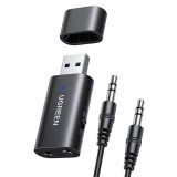 Bluetooth receiver/transmitter UGREEN CM523, Bluetooth 5.0, AUX 3,5 mm, Negru, Raza 10 m