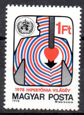UNGARIA 1978, Medicină, hipertensiune arterială, serie neuzata, MNH foto