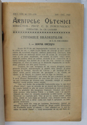 ARHIVELE OLTENIEI , ANUL XXII , NR. 125-130 , IAN-DEC 1943 *COPERTA FATA REFACUTA foto