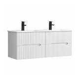 Masca Chiuveta Baie Leziter Trent 120 cm Alb cu Lavoar Ceramica, Sertare Soft-Close, Montat pe Perete