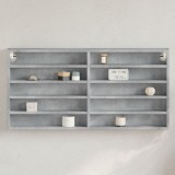 Gossi dulap cu vitrina, gri beton, 100x8,5x50 cm, lemn prelucrat