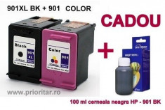 PACHET Cartus negru HP 901XL + Cartus color HP901 tricolor compatibile + 100 ML... foto