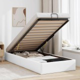 Cadru de pat otoman fără saltea Alb 90x200 cm piele artificială