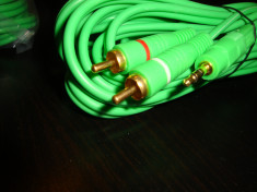 Cablu jack 3.5mm la 2x RCA stereo 5m verde gros mufe aurite foto