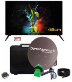 Set complet tv camping 48cm cu antenă cu ventuză la 12v sau 12/24v