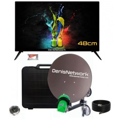 Set complet tv camping 48cm cu antenă cu ventuză la 12v sau 12/24v
