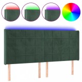 Cumpara ieftin Tablie de pat cu LED, verde inchis, 163x16x118/128 cm, catifea