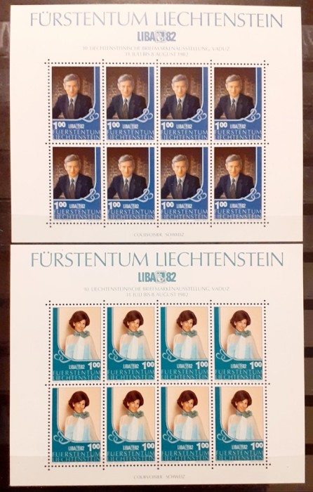 Liechtenstein 1982 Expo LIBA printul Hans-Adam si printesa Marie , coli mnh