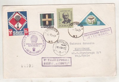 bnk fil Aerofilatelie - Polonia - zbor cu balonul Katowice - 1960 foto