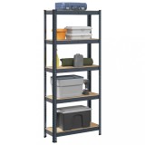vidaXL Raft de depozitare cu 5 niveluri, antracit, oțel/lemn prelucrat 4016942