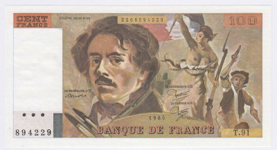 FRANTA █ bancnota █ 100 Francs █ 1985 █ P-154b █ UNC █ necirculata foto