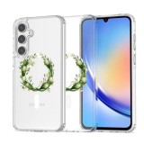 Husa pentru samsung galaxy a36 5g, atasare magnetica, magsafe, pink wreath 14, clear
