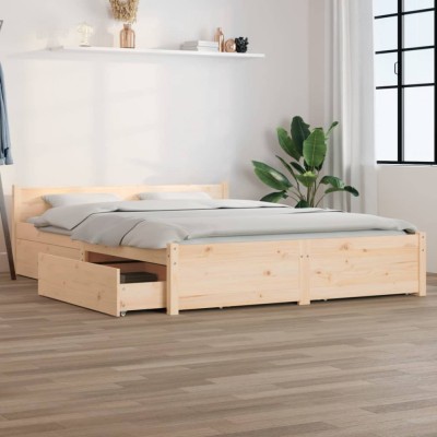 vidaXL Cadru de pat cu sertare Double 4FT6, 135x190 cm foto