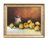 Cumpara ieftin Tablou cu gutui si ulcica pictat manual inramat, 60x50cm ulei pe panza, Geo Ungureanu