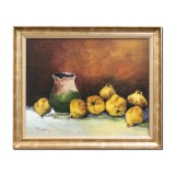 Tablou cu gutui si ulcica pictat manual inramat, 60x50cm ulei pe panza, Geo Ungureanu