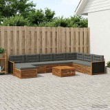vidaXL Set de canapele de exterior cu pernă 9 pcs Natural și Antracit 3383735