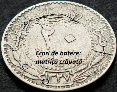 Moneda istorica 20 PARA - TURCIA, anul 1910 * cod 1421 = multe erori de batere foto