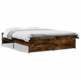 Cadru de pat, stejar fumuriu 160x200 cm lemn prelucrat si metal GartenMobel Dekor, vidaXL
