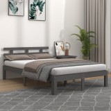 Cumpara ieftin Cadru de pat King Size, gri, 150x200 cm, lemn masiv