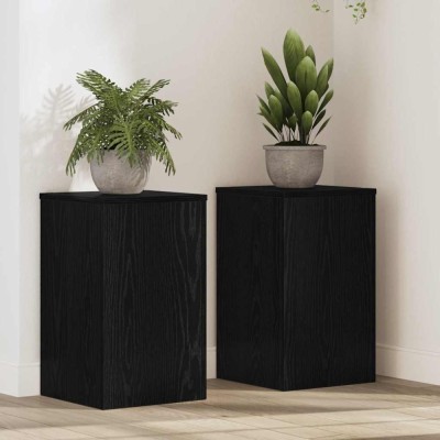 vidaXL Suport pentru plante 2 pcs Stejar negru 30 x 30 x 50 cm foto