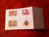 Bloc IRAN 1986 cu seria - Ziua Artei Populare , 4 valori margine coala