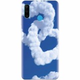 Husa silicon pentru Huawei P30 Lite, Heart Shaped Clouds Blue Sky