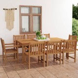Cumpara ieftin Set de mobilier de grădină cu 9 piese, 200x100 cm, lemn masiv de tec