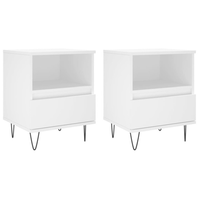 Noptiere, 2 buc., alb, 40x35x50 cm, lemn compozit