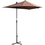 Outsunny Umbrelă de Terasă 200x190x240 cm cu Manivelă, St&acirc;lp din Oțel și Bază &icirc;n Formă de Cruce Anti-UV pentru Terasă și Balcon, Gri | Aosom Romania
