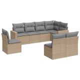 Set canapele de gradina, 8 piese, cu perne, bej, poliratan