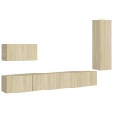 Cumpara ieftin Set de dulapuri TV, 4 piese, stejar sonoma, lemn prelucrat